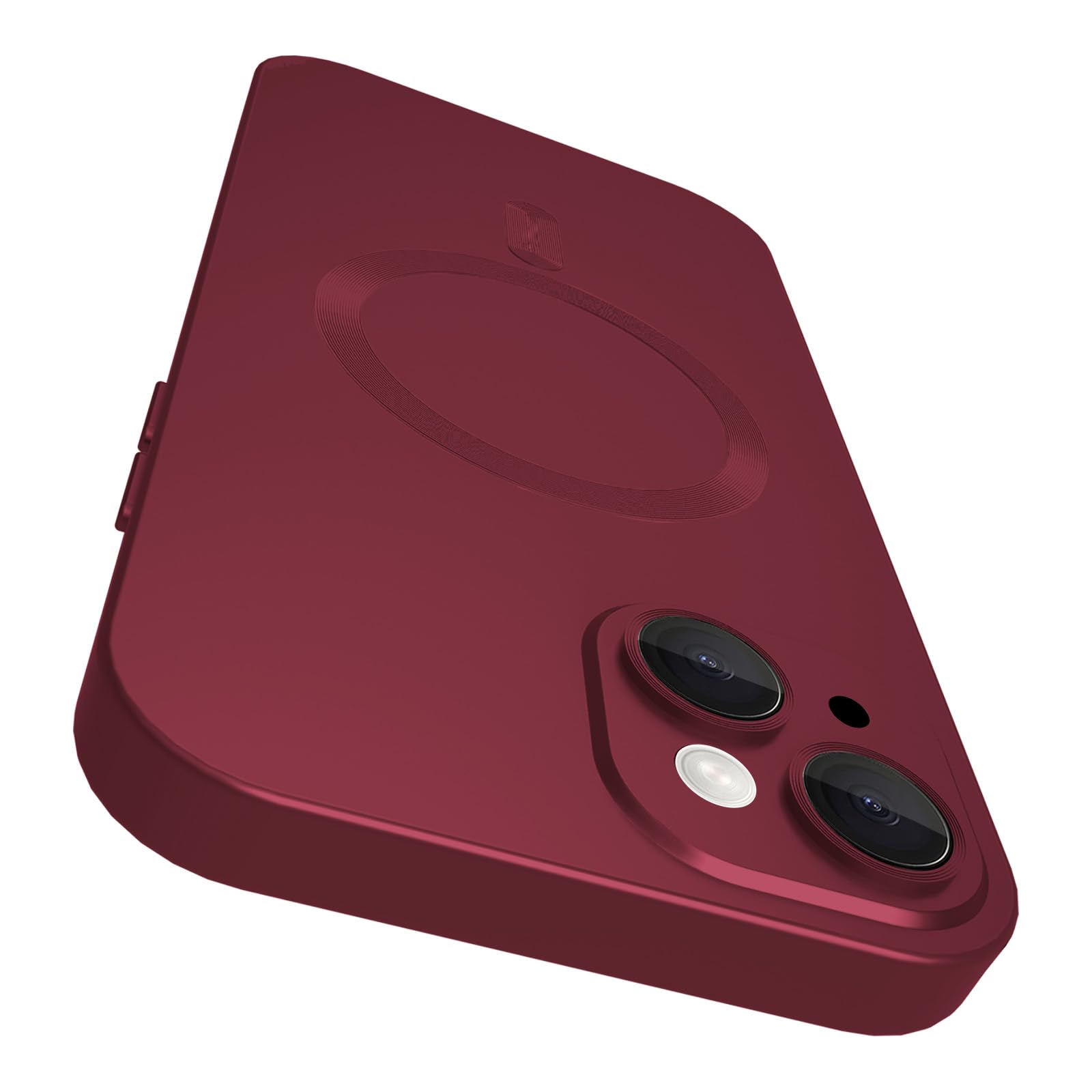 VCGFJD Magnetic for iPhone 14 Case with Camera Lens Protector [Compatible with Magnetic], Matte Metallic Lustre Slim Soft TPU Bumper Shockproof Phone Case for iPhone 14 6.1" -Wine Red — image 1