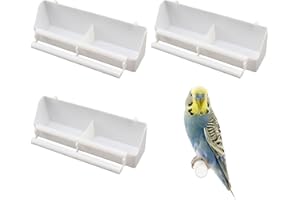 SUXGUMOE Bird Feeder, 3 Pcs Plastic Bird Food Feeder, Bird Water Cage Accessories, Hanging Bird Food Bowl Cups for Parrots Small Birds Pigeons Parakeet