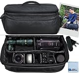 Extra Large Soft Padded Camcorder Equipment Bag / Case For Canon XA10, XA20, XA25, XH-G1s, XL2 & More... + eCostConnection Microfiber Cloth