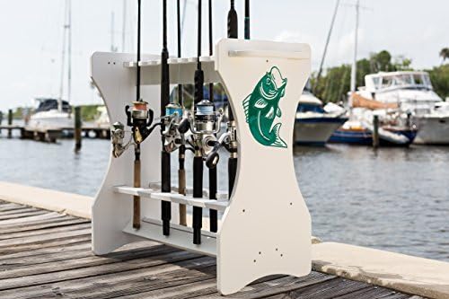 Bass Engraved Fishing Rod Rack - Waterproof - Organize and Store up to 24 Fishing Rod and Reels on This Waterproof Fishing Pole Storage