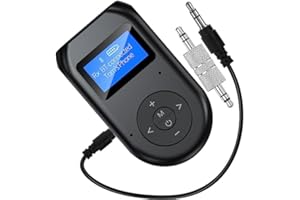 TULIYET Bluetooth Transmitter Receiver,4-in-1 Bluetooth 5.0 Visible Wireless, Low Latency Audio Adapter for TV/PC/Car/Home/Stereo System,Bluetooth Adapter with Display Screen