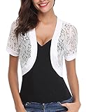 Abollria Women Short Sleeve Floral Lace Shrug Open Front Bolero Cardigan