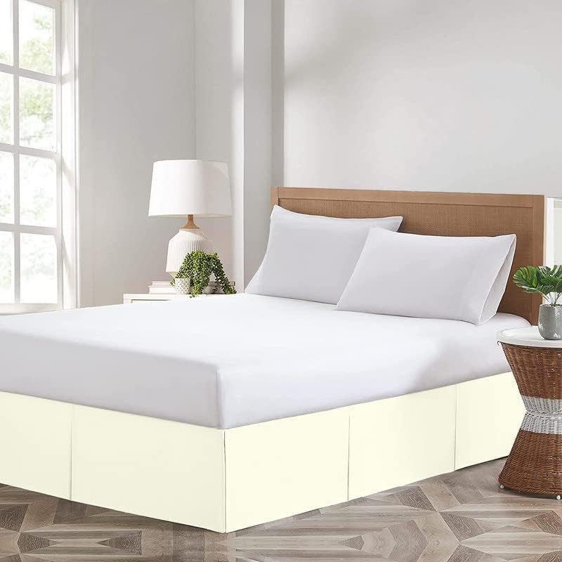 Photo 1 of Vivacious Bedding Premium 800TC Split Corner Bed Skirt Ivory Queen Size 17" Drop Length - 100% Organic Cotton Bedskirt