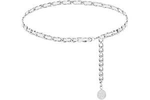 HIQUACC Leather Chain Belts for Women Girls, Layered Body Chain Belts Metal Waist Chain for Dress Vest Jeans