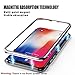 iPhone X Case, iPhone Xs Case, ZHIKE Magnetic Adsorption Case Metal Frame Tempered Glass Back with Built-in Magnet Cover [Support Wireless Charging] for Apple iPhone 10/X/XS (Clear White)