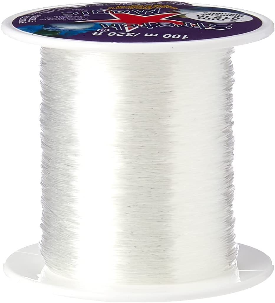 Stretch Magic Bead & Jewelry Cord - Strong & Stretchy, Easy to Knot - Clear Color - 0.5mm Diameter - 100-Meter (328 ft) Spool - Elastic String for Making Beaded Jewelry
