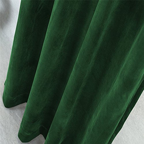 Comforhome Solid soft velvet window curtain Rod Pocket Drapes Dark Green 52" x 84" (1 Panel) - Thumbnail 2