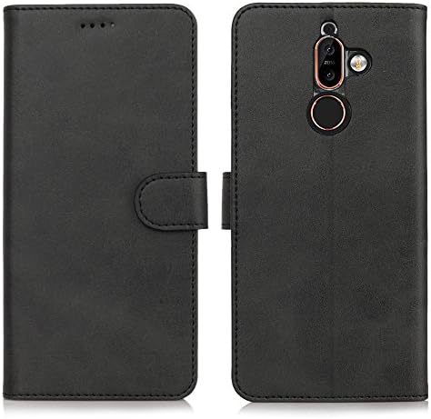 Nokia 7 Plus case, Feitenn Premium PU Leather Flip Cover Wallet Case with Kicstand ID Card/Cash Slot Magnetic Closure Clear TPU bumper slim Leather Case for Nokia 7 Plus (Black, Nokia 7 Plus)