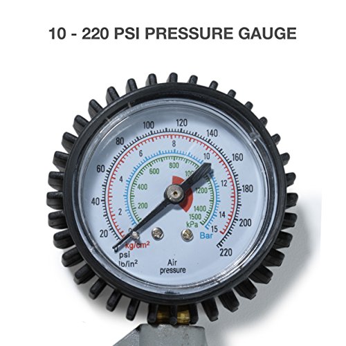 Hiltex 30227 2" Pressure Gauge Flexible Hose Tire Air Inflator, 1/4" Male Thread - Thumbnail 3