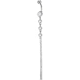 COOLSTEELANDBEYOND Belly Chain Button Ring Body Jewelry Piercing Navel Ring with Cubic Zirconia String Tassel Dangle