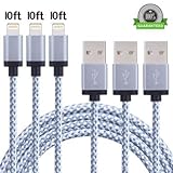 Amoner Lightning Cable, 3Pack 10 FT iPhone Charger Cord Nylon Braided for Apple iPhone iPad iPod (White)