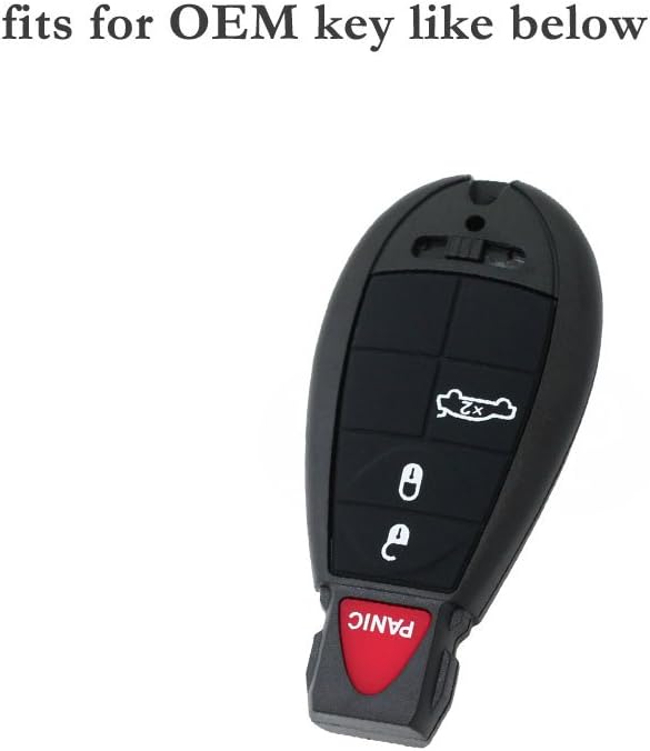 BROVACS Silicone Cover Protector Case Holder Skin Jacket Compatible with DODGE JEEP CHRYSLER 4 Button Smart Remote Key Fob CV4752 Black - Image 5