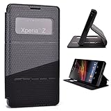 Grey / Black Slide Auto Answer Stand Case for Sony Xperia Z L36h by Kroo