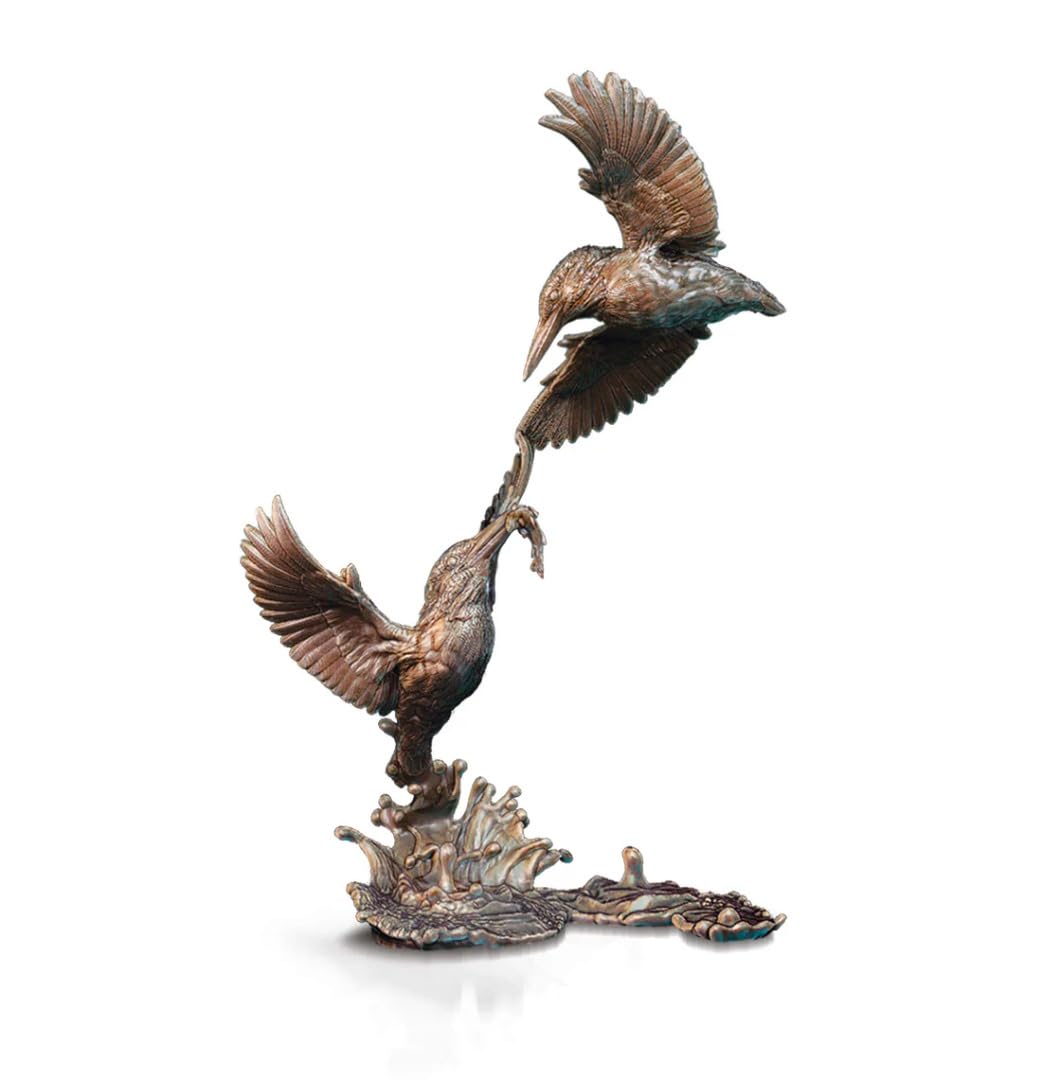 Richard Cooper Butler & Peach Detailed Small Solid Hot Cast Bronze - Pair of Kingfishers 2098