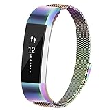 POY For Fitbit Alta Bands/For Fitbit Alta HR Bands, Stainless Steel Milanese Loop Metal Replacement Bracelet Strap with Unique Magnet Lock for Fitbit Alta/Fitbit Alta HR, Small Colorful