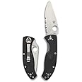 Spyderco Tenacious Lightweight Folding Utility Pocket Knife with 3.39" Stainless Steel Blade and Black FRN Handle - Everyday Carry - CombinationEdge - C122PSBK