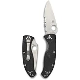 Spyderco Tenacious, Folding, 3.3 in 8Cr13MoV Steel, C122GPS | G-10 Handle, CombinationEdge, Full-Flat Grind, EDC, Hunting, Camping, Survival