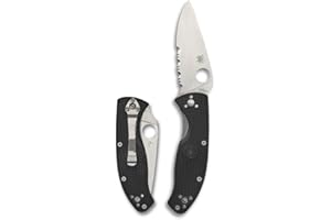 Spyderco Tenacious Folding Pocket Knife with 3.3" 8Cr13MoV Steel Blade and FRN Handle - EDC Knife for Men and Women, Perfect for Hunting, Tactical, Camping, Survival, Hiking - PlainEdge - C122PBK