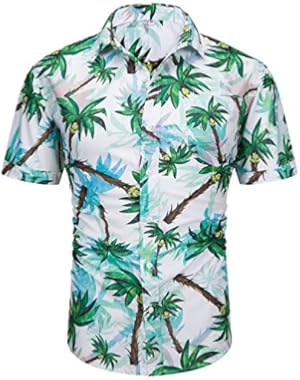 Men's Casual Short Sleeve Button Down Print Aloha Beach Tropical Hawaiian Shirt