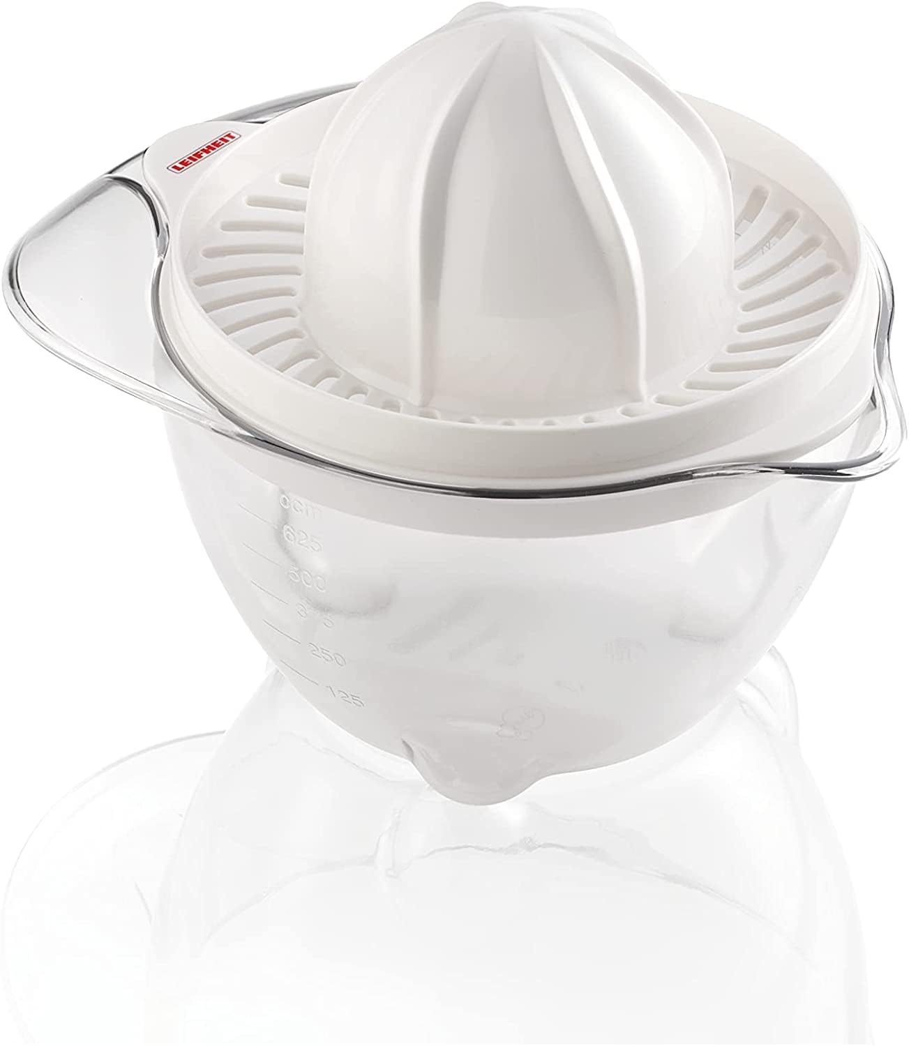 Leifheit Citrus Juicer ComfortLine, Juice Squeezer, Juicer, Citrus Press, Makes Healthy Juice, White/Transparent, 0.6L