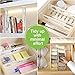 Runpo Adjustable Drawer Divider 6 Pack with Traceless Transparent Nano Gel Mat Tape Strong Secure Hold in Place - for Bedroom Bathroom Baby Drawer Desk Kitchen Drawer Storage White