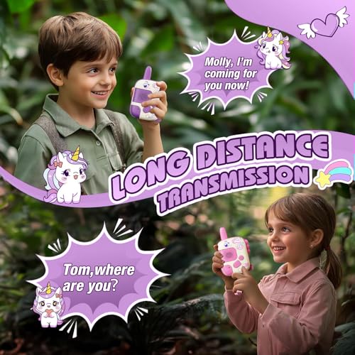 2PCS Walkie Talkie for Kids, Outdoor Adventure Toys with 1000ft Range, Compact & Durable, Ideal Gifts for 4-9 Year Old Girls (A)