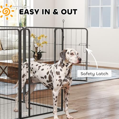 PawHut 16 Panels Dog Playpen, 27" W x 39.5" H Portable Heavy Duty Pet Fence with Door & Strap for Indoor Outdoor Backyard Garden, Foldable Puppy Pet Pen for Large Dogs
