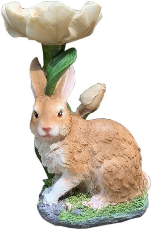 Amazon Com Liushi Garden Rabbit Statue Simulation Animal Model Rabbit Sculpture Garden Decoration Outdoor Bird Feeder Home Kitchen