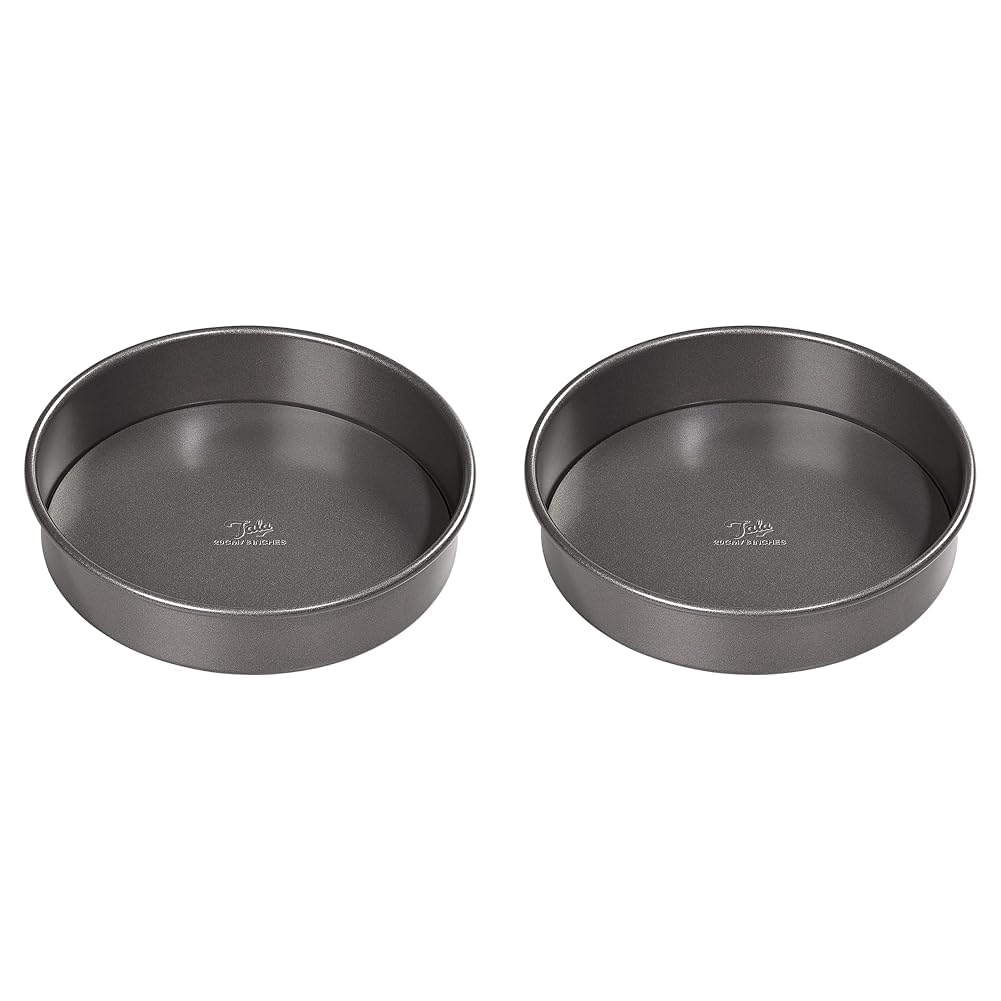 Tala Sandwich Tin - Non-Stick Baking Pan with Loose Base - Even Heat Distribution Cheesecake Tin - Carbon Steel, Dishwasher and Freezer Safe Cake Tins for Baking - 20cm (Pack of 2)