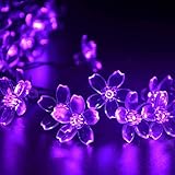 UCTEK Solar Christmas String Lights, 21ft 50 Halloween String Lights, Fairy LED Lights String, Solar Flower Decorative Lighting for Outdoor Home Garden Patio Xmas Trees Party and Holiday Purple