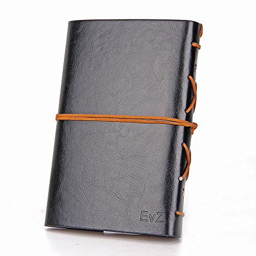 Leather Writing Journal Notebook, EvZ 5 Inches Vintage Nautical Spiral Blank String Diary Notepad Sketchbook Travel to Write in, Unlined Paper, Retro Pendants, Classic Embossed, Grey