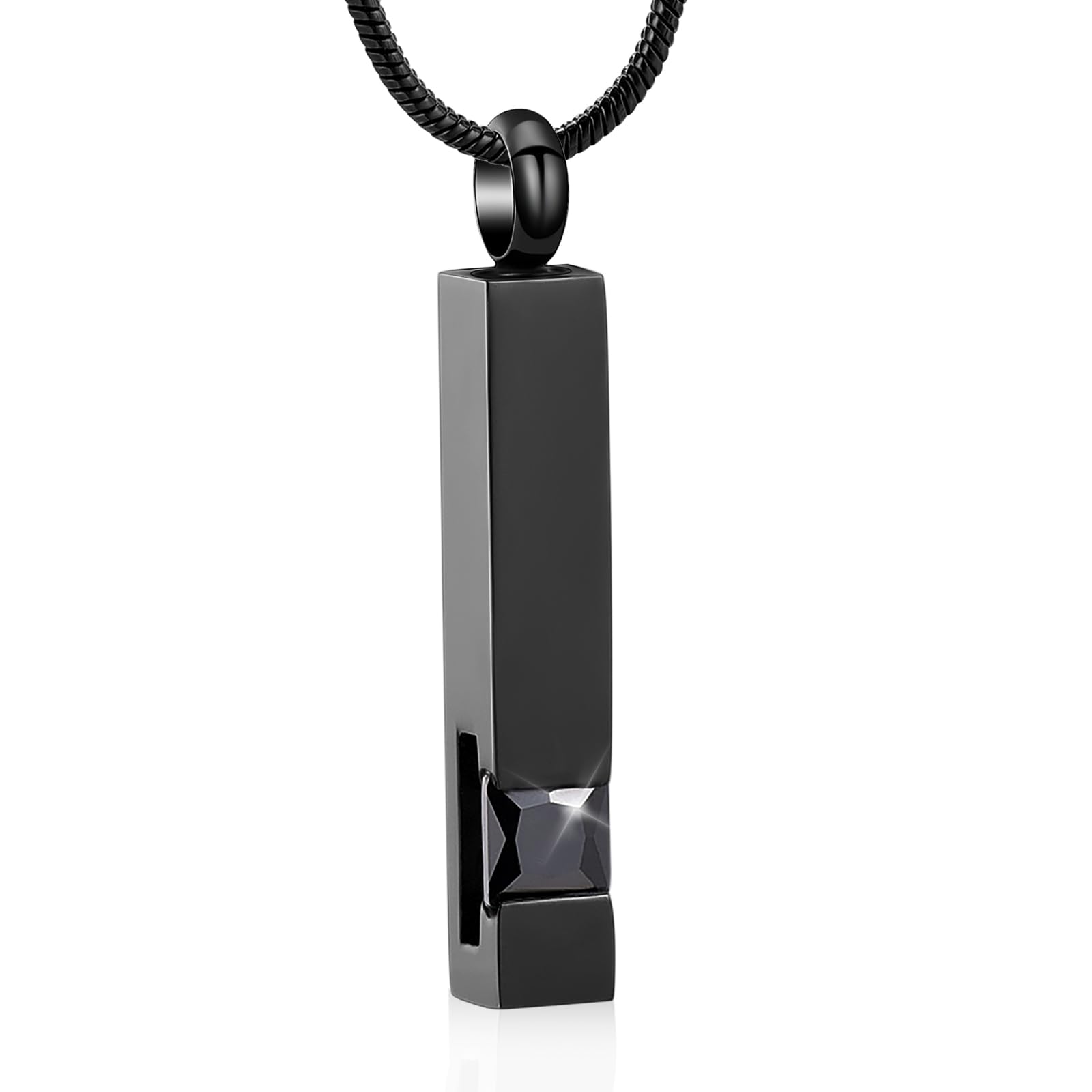 Crystal Cremation Urn Jewelry Cube Memorial Ashes Necklace Pendant Keepsake- Black Birthstone Series