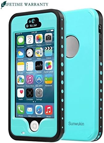 Sunwukin Cases for iPhone SE Waterproof Case iPhone 5S 5 Case, IP68 Certified 6.6ft Underwater Shockproof Snowproof Dirtpoof Dustproof Protective Cover (Grass Blue /Teal )