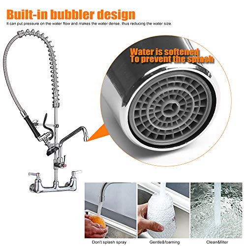 image for MSTJRY Commercial Sink Faucet with Pre-Rinse Sprayer Brass Constructed