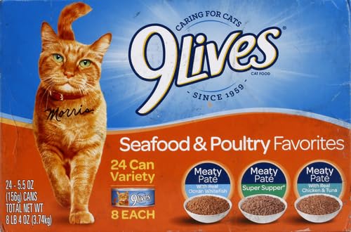 9LIVES SEAFOOD & POULTRY FAVORITES WET CAT FOOD VARIETY 5.5 OUNCE CAN (PACK OF 24)
