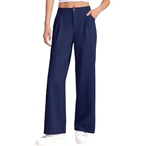 SEHIOZNI Girls Wide Leg Uniform Pants Youth Kids Preppy Dress Pants Casual Straight Leg Trousers Teens Back to School Clothes