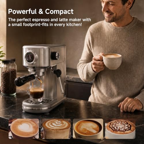 HIBREW H10B - Máquina de Espresso Profesional Actualizada 2026, Cafetera Programable 20 Bares con Vaporizador de Leche, Cuerpo de Acero Inoxidable con Pantalla LED, para Hogar y Oficina