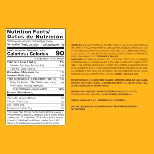 BAUDUCCO CHOCO BISCUIT COOKIES POUCH – CRISPY CHOCOLATE-COVERED BISCUITS, INDIVIDUALLY WRAPPED FOR SNACKING, DESSERT, AND LUNCH BOXES, 6.3 OZ (PACK OF 10)