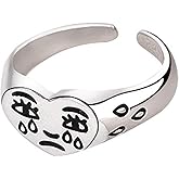 Dtja Broken Heart 925 Sterling Silver Ring for Women Girls Crying Face Statement Expandable Open Finger Ring Adjustable Valentine's Birthday Anniversary Jewelry Gifts for Girl Friend