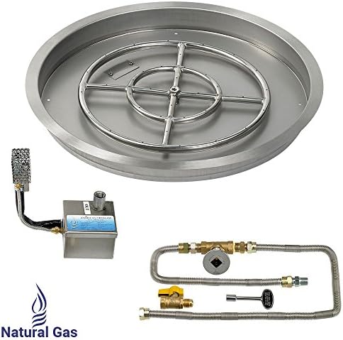American Fireglass SIT Electronic Ignition Fire Pit Kit, Round Flat Pan, 24 Inch Pan/18 Inch Burner, Natural Gas (NG)