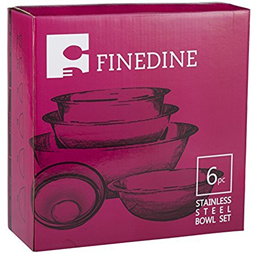 FineDine Stainless Steel Mixing Bowls Set for Kitchen, Dishwasher Safe