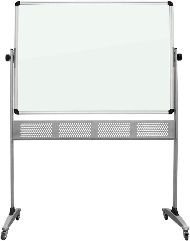Mobile Glass Dry Erase Board, Double Sided Glass Whiteboard on Wheels
