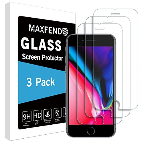 MAXFENDApple iPhone 7/8, Tempered Glass, Screen Protector, Bubble Free - 3 Piece