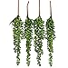 Artiflr 4pcs Artificial Hanging Plants Fake Succulents String of Pearls Fake Hanging Basketplant Lover's Tears Succulent Branch for Home Kitchen Office Garden Wedding Decor