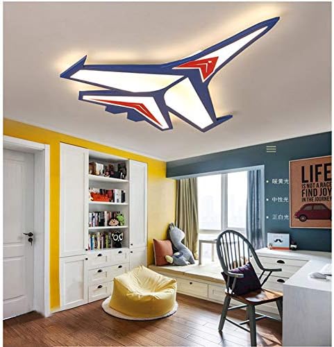 Usmayple Fighter Airplane Ceiling Light with Remote Control Perfect for Children's Bedroom Cartoon Room LED Light Good for Eye Protection,70554.2cm