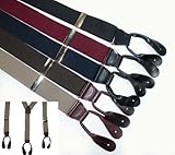 CTM® Mens Elastic Button End Dress Suspenders (Tall Available), X-Long, Black
