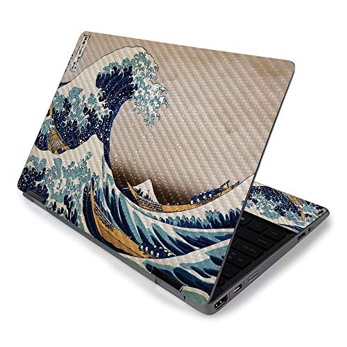 MightySkins Carbon Fiber Skin for HP Pavilion x360 11" (2019) - Great Wave of K…