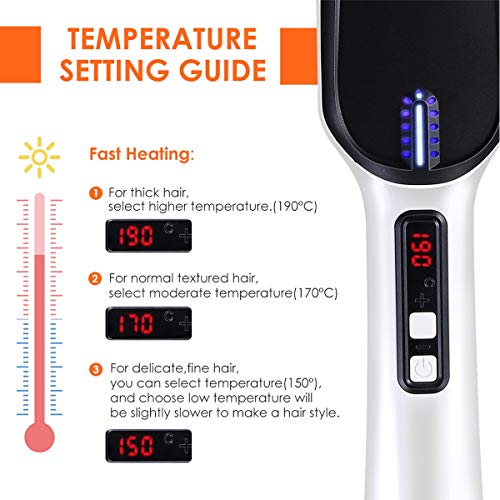 Portable Anion Hair Straightener Brush Frizz-Free Straightening Hair Brush Hair Care Straight Heated Comb with Temperature Inductor EU Plug - Thumbnail 5