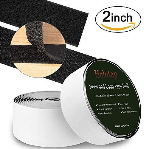 Sticky Back Hook and Loop Tape Roll Strips 2 Inch×16 Foot, Self Adhesive Fastener Interlocking Tape by Holotap Sewing Compatible, Wear and Tear Resistant (2 Inch Black) - Thumbnail 7