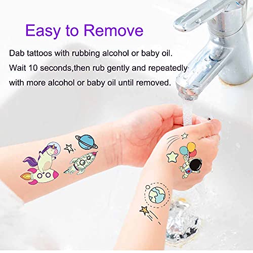 Jatidne Luminous Space Temporary Tattoos for Kids Glow In The Dark Solar System Tattoos for Boys and Girls Birthday Party Favor Supplies